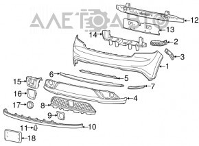 Capacul de bara fata centrala Dodge Durango 14-20 structura