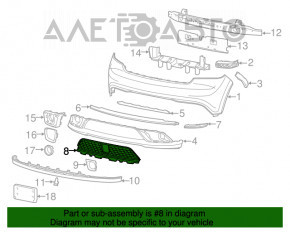 Нижняя решетка переднего бампера Dodge Durango 14-15 под радар