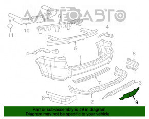 Capacul buzei barei spate a Dodge Durango 14- structura, fără carlig de remorcare