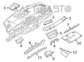 Capacul panoului frontal inferior al spatiului pentru picioarele pasagerului BMW X1 F48 16-22, frontal, zgarieturi