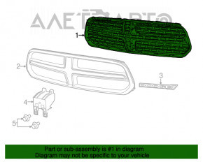 Grila radiatorului goală pentru Dodge Durango 14-20, neagră, tip 2.