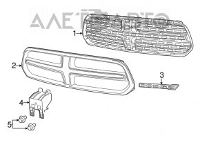 Grila radiatorului goală pentru Dodge Durango 14-20, neagră, tip 2.