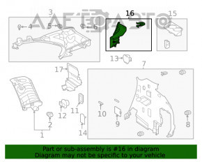 Capacul de acoperire a arcului drept Toyota Highlander 20- negru, zgârieturi