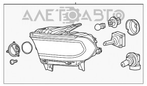 Far stânga față goală Dodge Durango 14-15 halogen luminos.