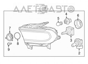 Far stânga față goală Dodge Durango 14-15 halogen luminos.