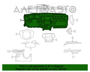 Panoul frontal al torpedo-ului fără AIRBAG pentru Dodge Durango 14-20, negru.