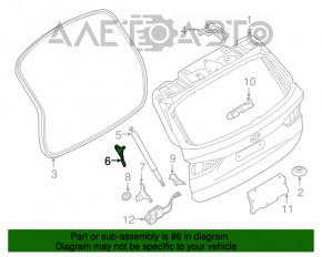 Suport amortizor ușă portbagaj dreapta BMW X1 F48 16-22 pe caroserie cu amortizor