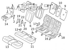 Capacul scaunului din al doilea rând stânga pentru BMW X1 F48 16-22 negru, zgârieturi