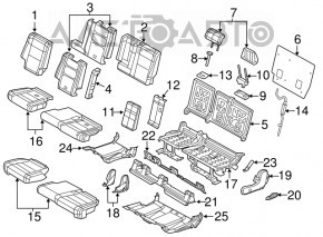 Rândul din spate al scaunelor, al doilea rând, pentru Dodge Durango 14-17, este tapițat cu material textil negru, potrivit pentru curățare chimică