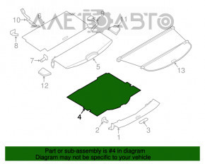 Panoul portbagajului Nissan Rogue 14-20 din plastic, pentru 2 rânduri, tip 4.