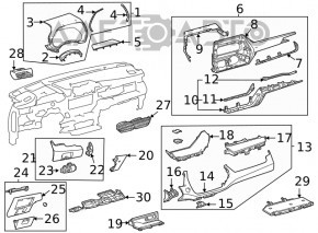 Panoul de bord inferior Toyota Highlander 20- gri.