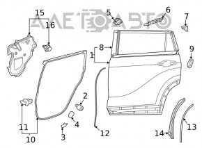 Garnitura capacului usii din spate dreapta Toyota Highlander 20-