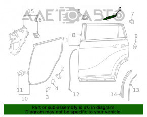 Уплотнитель кожуха двери внутренний задний левый Toyota Highlander 20-