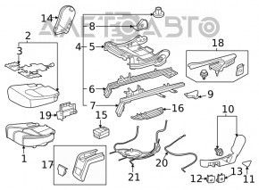 Capacul de fixare a scaunelor al celui de-al doilea rând, stânga, exterior, Toyota Highlander 20 - suport rupt, zgârieturi.