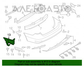 Suportul pentru bara spate dreapta VW Jetta 15-18 SUA nou aftermarket.