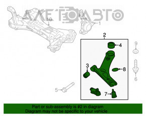 Maneta inferioară față stânga Hyundai Veloster 12-17 nouă, neoriginală.