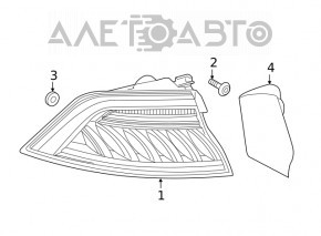 Lampa exterioară aripă stângă Audi Q8 18- LED, crăpată