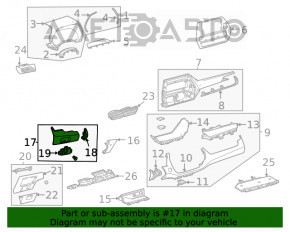 Capacul panoului frontal Toyota Highlander 20- gri, pentru curatare chimica.