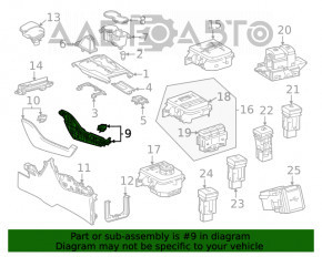 Capacul consolei centrale lateral dreapta Toyota Highlander 20-22 din piele gri, zgârieturi.