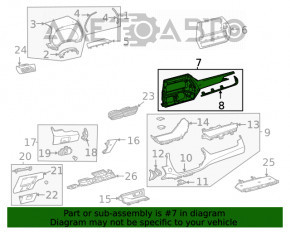 Capacul panoului frontal cu grila de aer dreapta Toyota Highlander 20- cu ornamente, zgarieturi, crom umflat