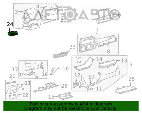 Capacul panoului frontal cu grila de aer stanga Toyota Highlander 20- cromat s-a umflat.