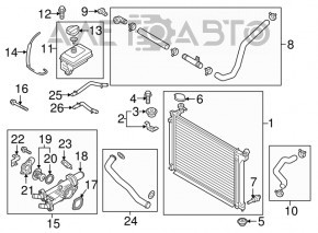 Radiator de răcire apă Hyundai Sonata 15-19 2.0T nou TYC Taiwan