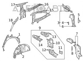 Bara de protecție a portbagajului dreapta Toyota Highlander 20- pe caroserie