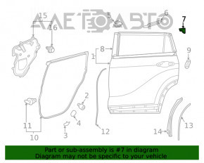 Накладка уплотнителя задней правой двери Toyota Highlander 20-