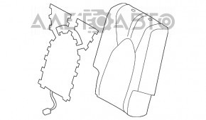 Tapiserie scaun al doilea rând, spate dreapta, sus, Toyota Highlander 20-22, piele gri, rupt, necesită curățare.