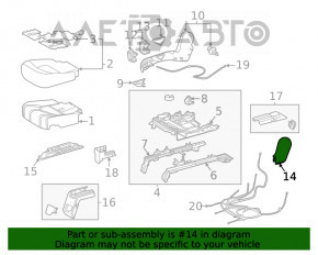 Capac lateral pentru scaunul din spate dreapta al celui de-al doilea rand Toyota Highlander 20-22, gri, plastic albăstruit.