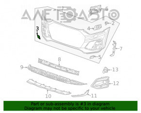 Capacul de protecție al farului de spălare a parbrizului stânga Audi Q5 80A 18-20