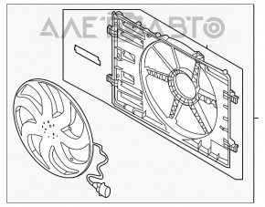 Диффузор кожух радиатора в сборе Audi A3 8V 15-20 2.0T на 1 вентилятор новый неоригинал