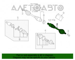 Ax cu semicurățare față stângă pentru VW Tiguan 09-17 FWD, cutie de viteze automată, nou, neoriginal