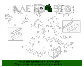 Deflectorul de aer al grilei de ventilare a bordului dreapta pentru Ford Escape MK3 13-16, negru.