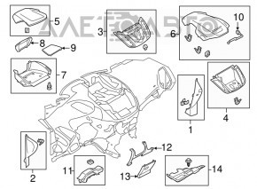 Capacul torpedoului lateral stânga Ford Escape MK3 13-16 negru