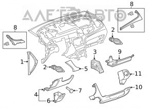 Capacul genunchiului șoferului Buick Encore 17-19 negru