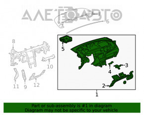 Torpedo panoul frontal fără AIRBAG Buick Encore 17-19 negru tip 1, rupturi