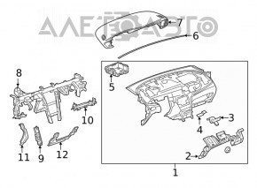 Torpedo panoul frontal fără AIRBAG Buick Encore 17-19 negru tip 1, rupturi