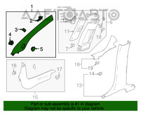 Capacul stâlpului frontal stâng Buick Encore 17-19, pentru curățare chimică