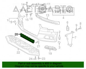 Grila inferioară a bara față Audi A4 B9 17-19 nouă, neoriginală.