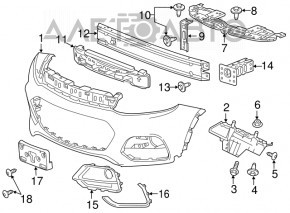 Amplificatorul de bara fata superioara Chevrolet Trax 15-22 pentru carlig, nou, neoriginal.