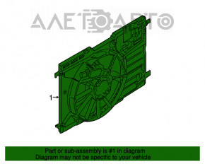 Difuzorul carcasei radiatorului asamblat Ford Escape MK3 13-16 pre-restilizare 1.6T 2.5, fără bloc de control, nou, neoriginal