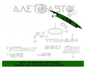 Moldura capacului portbagajului Ford Focus mk3 11-14 pre-restilizare 4 uși fără cameră fără emblemă nou aftermarket.