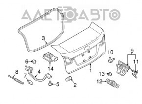 Capac portbagaj Ford Fiesta 14-19 4d sub spoiler. Sub spoilerul este nou, neoriginal.