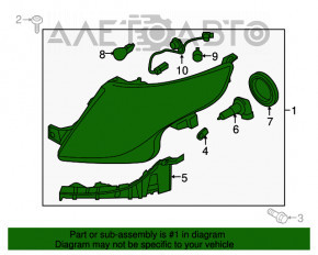 Фара передняя левая голая Ford Explorer 11-15 дорест галоген Галоген