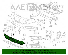 Grila inferioară a bara de protecție față, centru Honda Civic X FC 19-21, nou, neoriginal