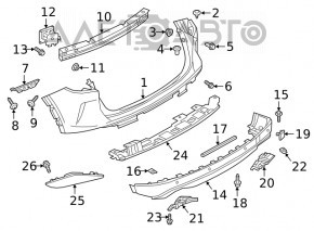 Buza bara spate Infiniti QX50 19- pentru senzori de parcare