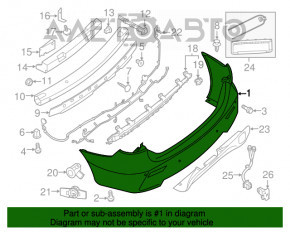 Bara spate goală Infiniti JX35 QX60 16- rest pentru senzorii de parcare, nou, neoriginal