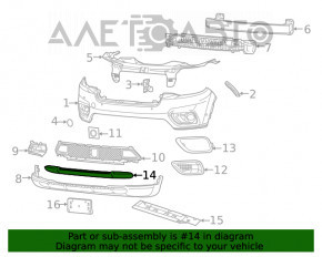 Нижняя накладка переднего бампера Jeep Cherokee KL 19-21 структура