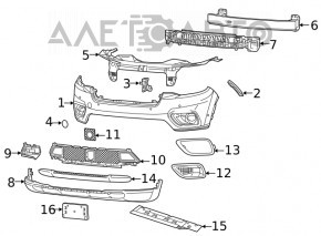 Capacul carligului de tractare al bara fata Jeep Cherokee KL 19- restilizat nou, neoriginal.